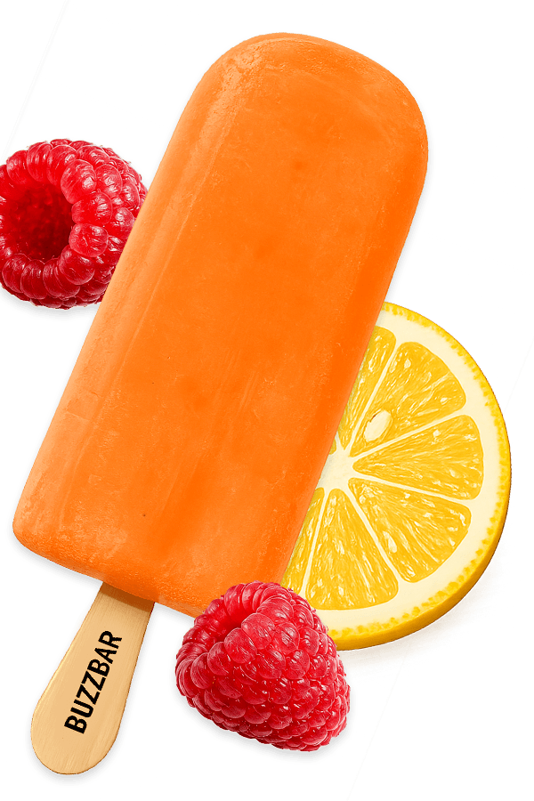 BuzzBar raspberry lemonade bar with fresh raspberries and lemon
